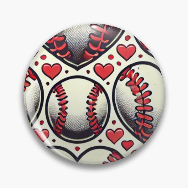 Artikelvorschau, Ball-Herz-Muster mit Baseball-Stickerei entworfen und verkauft von Merchbes.