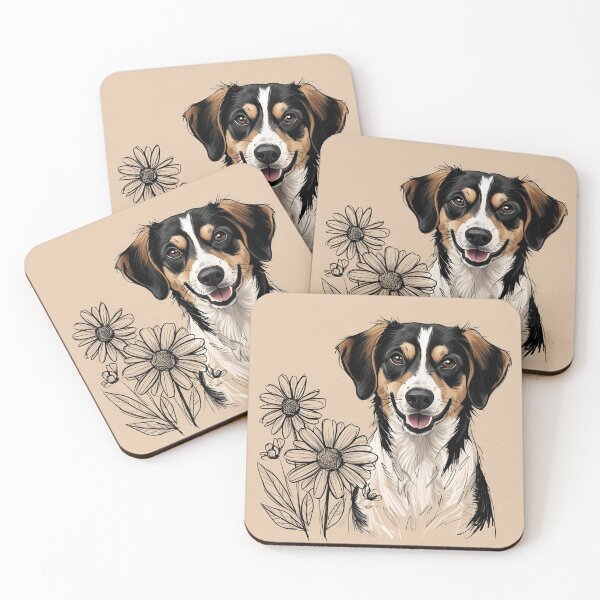 Item preview, Cute Dog with flowers, dogs pattern meme, funny dog with flowers designed and sold by Cuteanimalgifts.