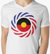 Australian Aboriginal American Multinational Patriot Flag Series Men's V-Neck T-Shirt
