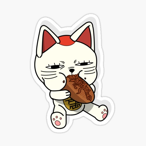 Vista previa del artículo con la obra «La abuela gata Turbo comiendo yakisoba», diseñado y vendido por Jessebladezwork.