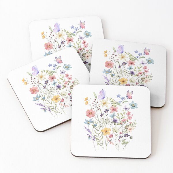 Item preview, Beautifull Hand-Painted Watercolor Collection: Wildflowers, Foliage, Butterflies, and Dragonfly designed and sold by Bowbubble.