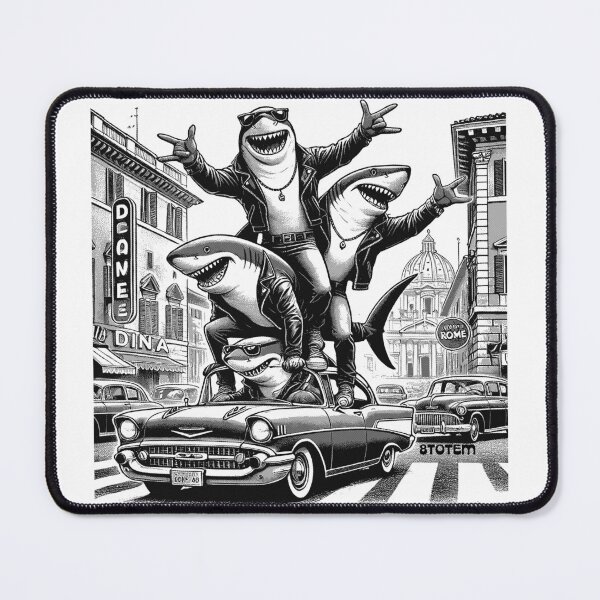Item preview, Sharks in a vintage 50's car in Rome designed and sold by 8Totem.