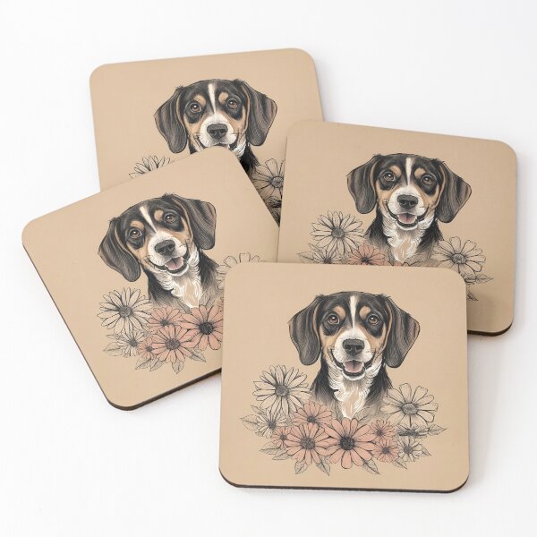 Item preview, A Cute Dog with flowers, dogs meme, cartoon dog with flowers designed and sold by Cuteanimalgifts.