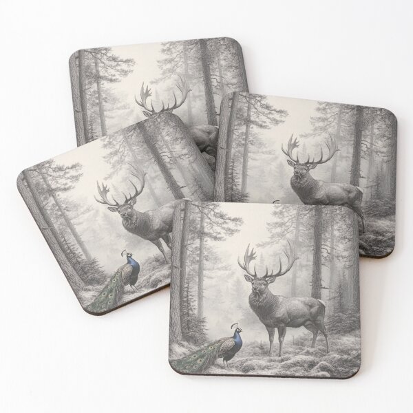 Item preview, Realistic Stag and deer pencil drawing designed and sold by Pencil-Art.