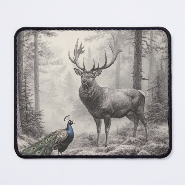 Item preview, Realistic Stag and deer pencil drawing designed and sold by Pencil-Art.