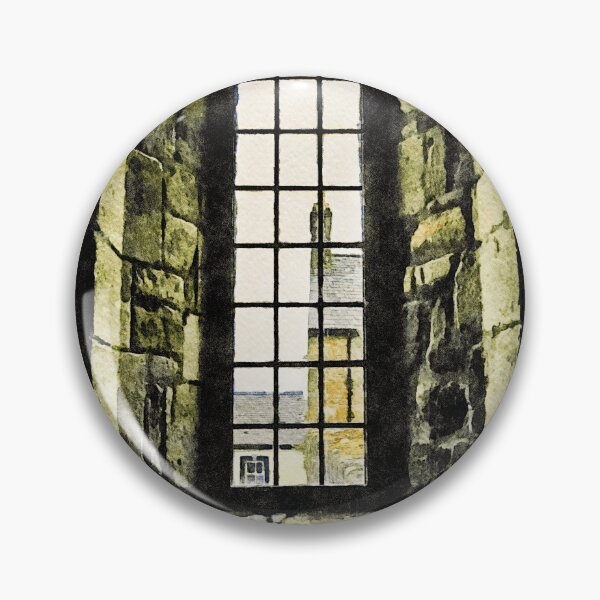 Item preview, Rustic window view with stone walls and building in background designed and sold by GestaltImagery.