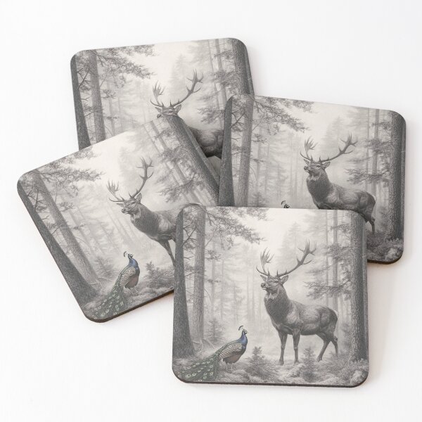 Item preview, Realistic Stag and deer pencil drawing designed and sold by Pencil-Art.