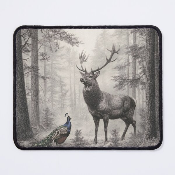Item preview, Realistic Stag and deer pencil drawing designed and sold by Pencil-Art.
