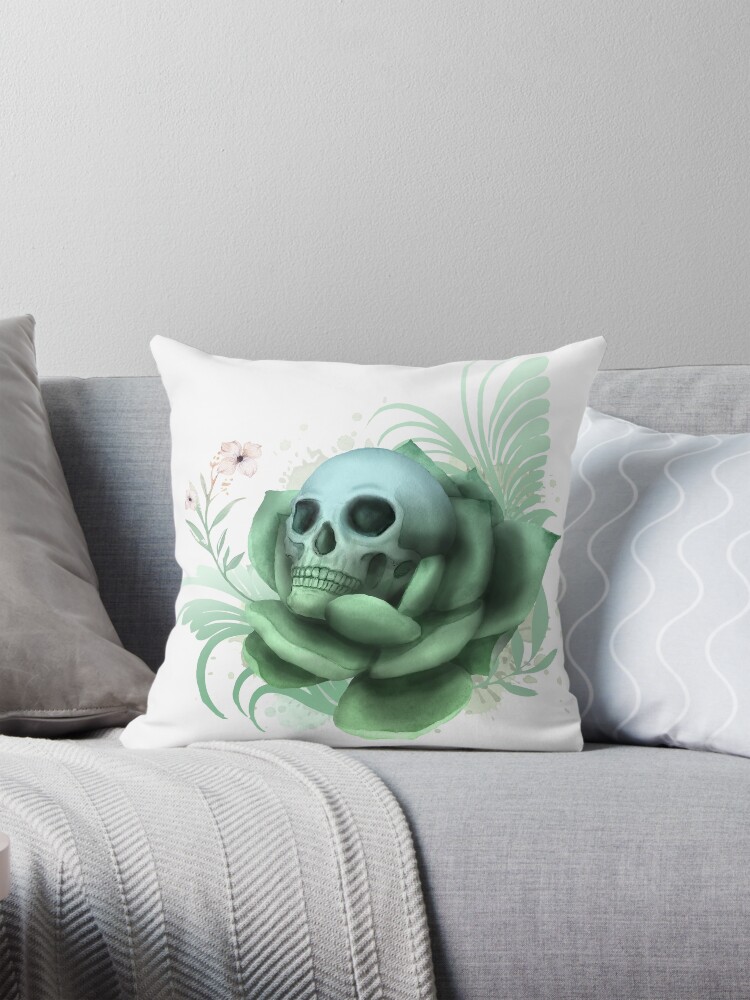 succulent skull pillow