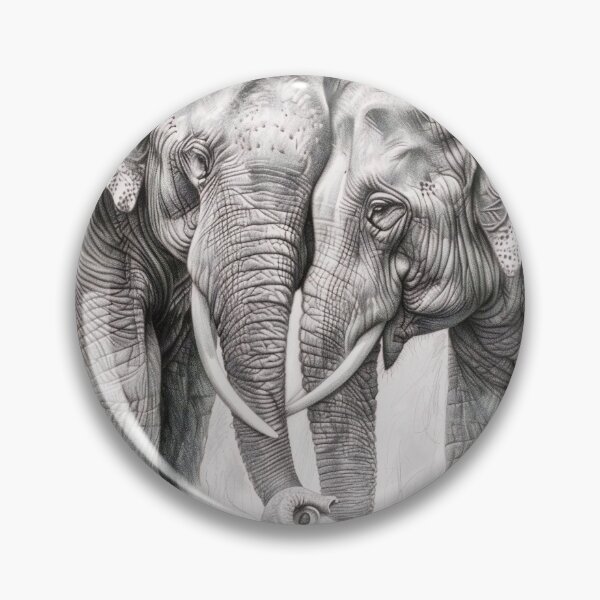 Item preview, Realistic Elephants pencil drawing designed and sold by Pencil-Art.