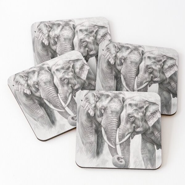 Item preview, Realistic Elephants pencil drawing designed and sold by Pencil-Art.
