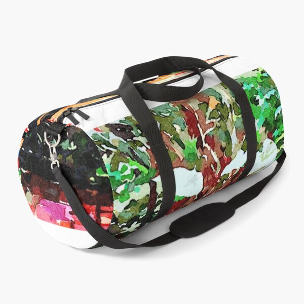 Item preview, Watercolor garden bench surrounded by vibrant plants designed and sold by GestaltImagery.