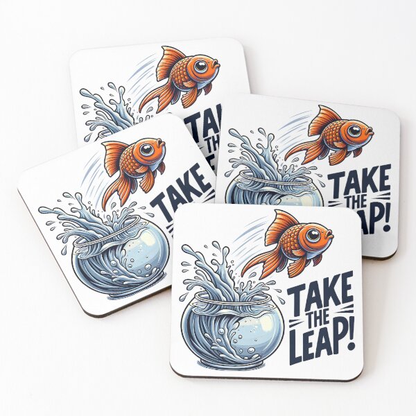 Item preview, Take The Leap - Motivational Goldfish Jumping Out of Fishbowl  designed and sold by Redblackman.