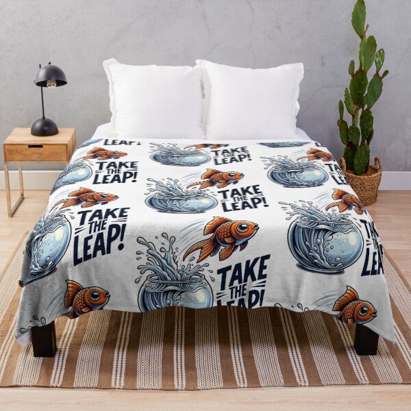Item preview, Take The Leap - Motivational Goldfish Jumping Out of Fishbowl  designed and sold by Redblackman.