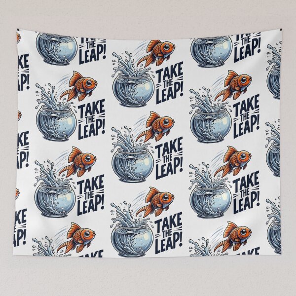 Item preview, Take The Leap - Motivational Goldfish Jumping Out of Fishbowl  designed and sold by Redblackman.