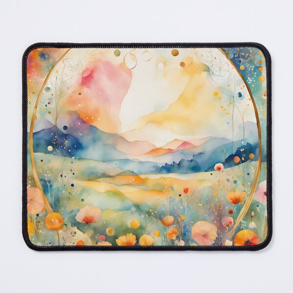 Item preview, Watercolor Florals Pattern , Flowers, Pastel Gold Blue Orange, Feminine Romantic Elegant Pattern designed and sold by KolorellaS.