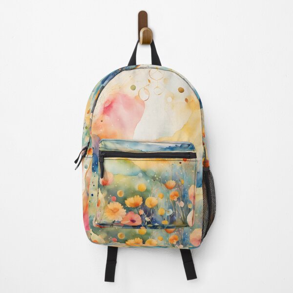 Item preview, Watercolor Florals Pattern , Flowers, Pastel Gold Blue Orange, Feminine Romantic Elegant Pattern designed and sold by KolorellaS.