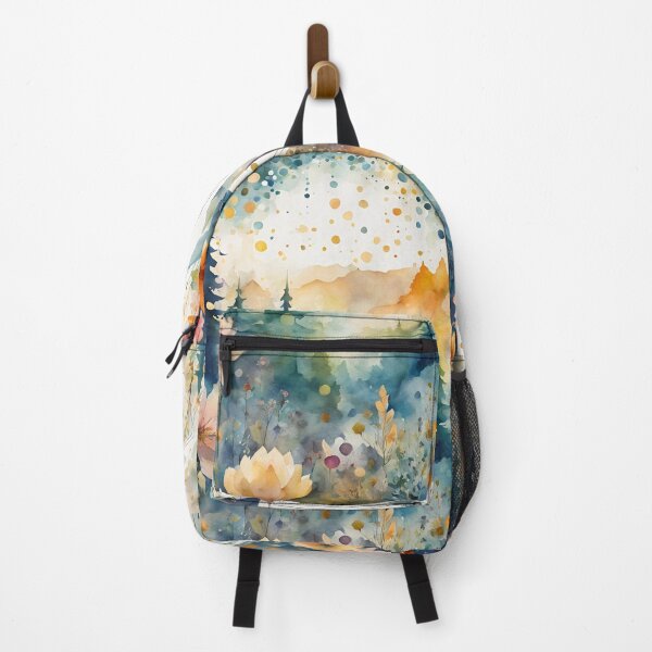 Item preview, Watercolor Florals Pattern , Flowers, Forest, Pastel Gold Blue Orange, Feminine Romantic Elegant Pattern designed and sold by KolorellaS.