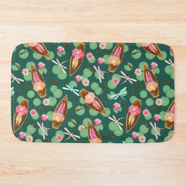 Item preview, Women in Rowboats with Lily Pads and Dragonflies on Dark Green designed and sold by Elisabeth Coelfen.