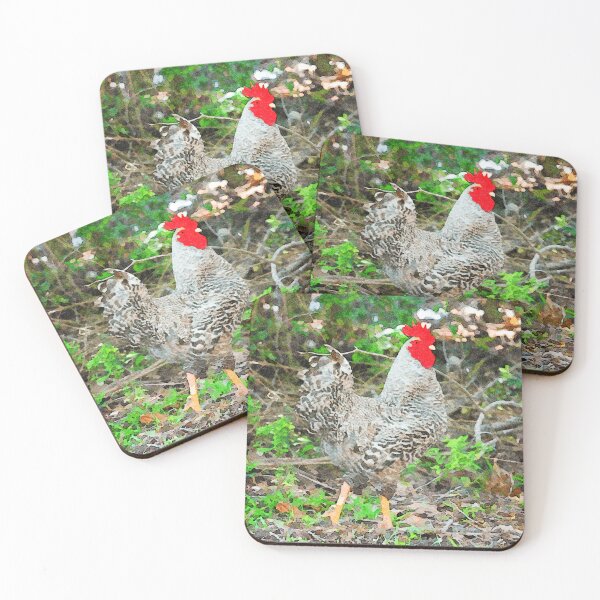 Item preview, Colorful rooster in vibrant watercolor forest setting designed and sold by GestaltImagery.