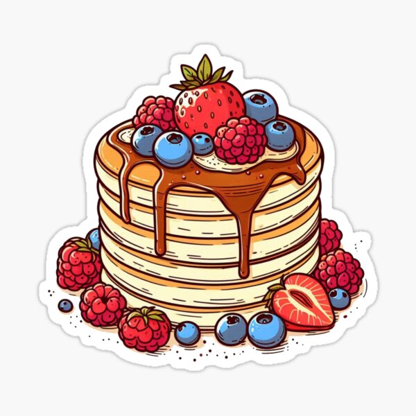 Item preview,  pancakes with thick chocolate syrup topped with mix berry designed and sold by Nimkaew.