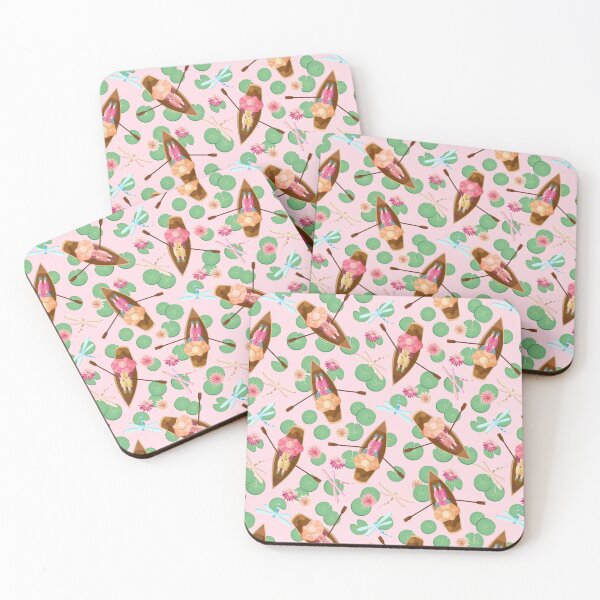 Item preview, Women with Hats, Rowboats and Water Lilies on Pink Lake designed and sold by Elisabeth Coelfen.
