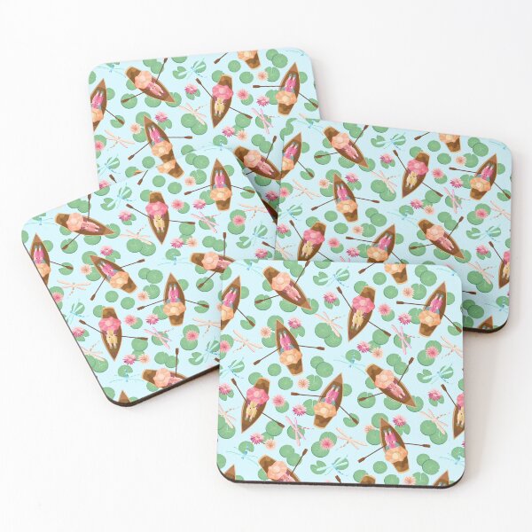 Item preview, Women in Rowboats with Lily Pads and Dragonflies on Light Blue designed and sold by Elisabeth Coelfen.