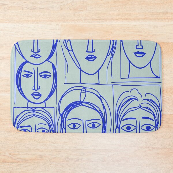 Aperçu de l'œuvre Visages bleus abstraits dans une grille créée et vendue par OpalEllery.