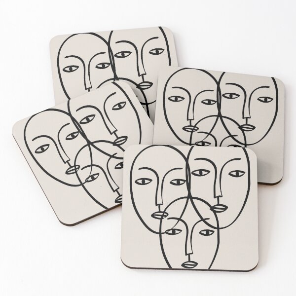 Item preview, Interlocking Faces in Abstract Line Art designed and sold by OpalEllery.
