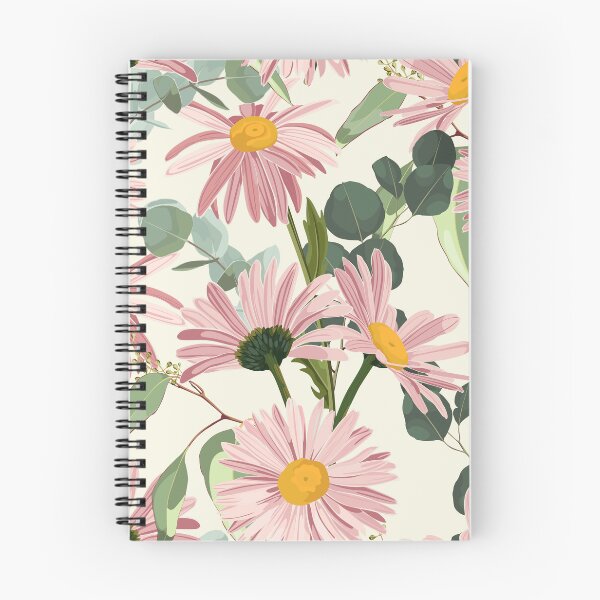 Item preview, Elegant floral pattern with hand draw pink daisy camomile flowers and eucalyptus. designed and sold by MatyKotiv.