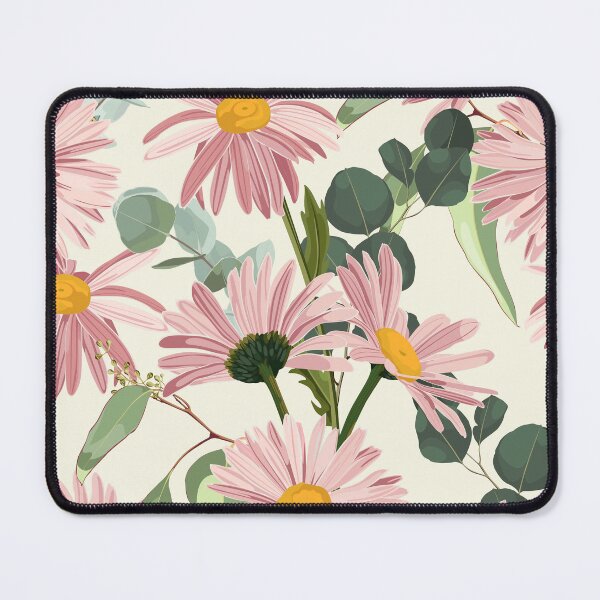 Item preview, Elegant floral pattern with hand draw pink daisy camomile flowers and eucalyptus. designed and sold by MatyKotiv.