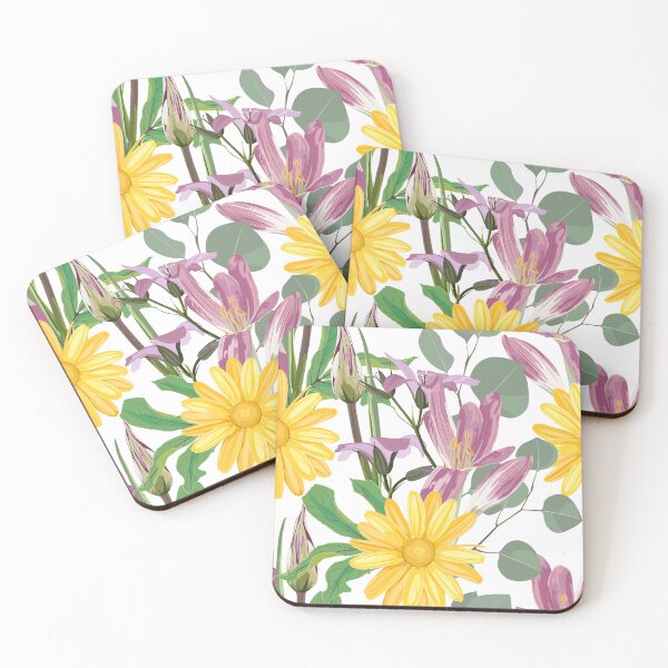 Item preview, Elegant floral pattern with hand draw daisy camomile flowers and eucalyptus.  designed and sold by MatyKotiv.
