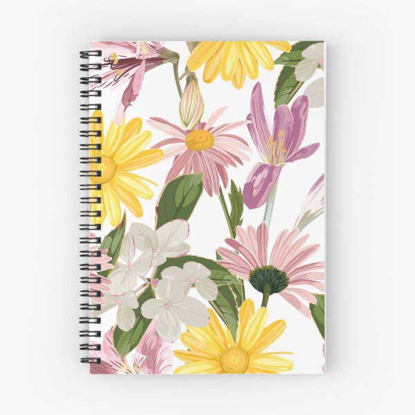 Item preview, Seamless floral pattern with daisy, lilies flowers on white background.  designed and sold by MatyKotiv.