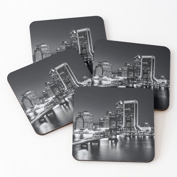 Item preview, St Johns River Skyline By Night In Black And White designed and sold by Kay Brewer.