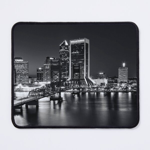 Item preview, St Johns River Skyline By Night In Black And White designed and sold by Kay Brewer.