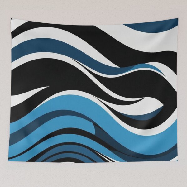 Item preview, wave pattern 45 designed and sold by blackwhiteblue.