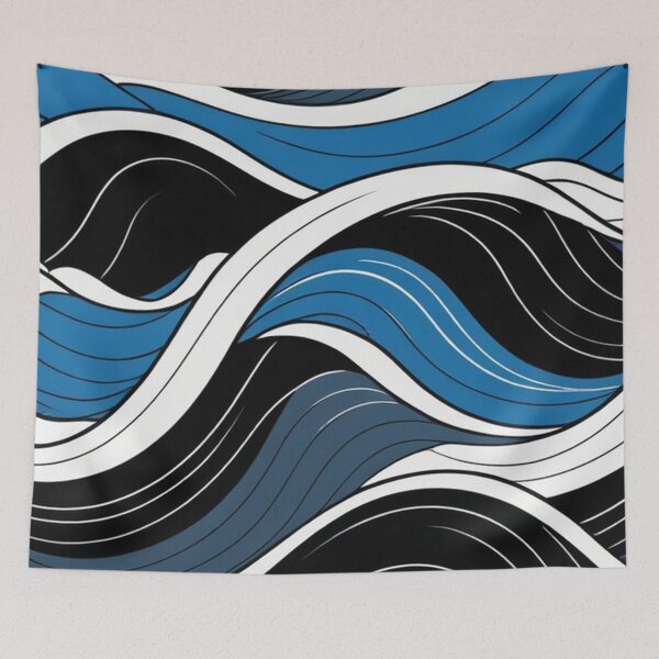 Item preview, wave pattern 46 designed and sold by blackwhiteblue.