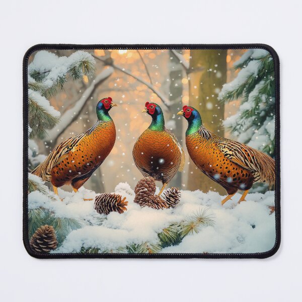 Item preview, Common Pheasants in snow at sunrise in forest - Wildlife photo designed and sold by TheArtistOf2022.