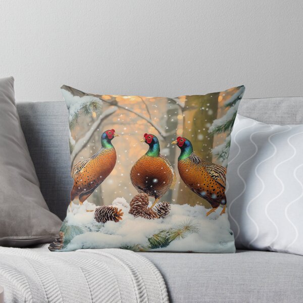 Item preview, Common Pheasants in snow at sunrise in forest - Wildlife photo designed and sold by TheArtistOf2022.