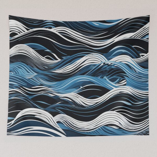 Item preview, wave pattern 49 designed and sold by blackwhiteblue.