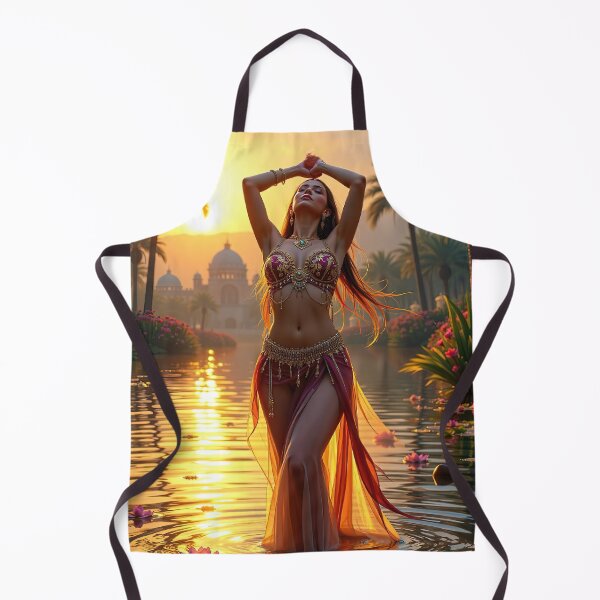 Item preview, Exotic Belly Dancer Posing in a Calm River Among Floating Lotuses designed and sold by RK - Shop.