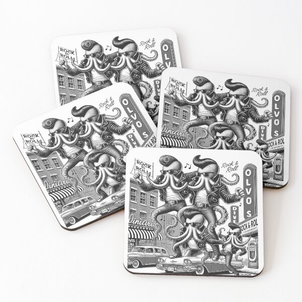 Item preview, octopus cartoon 1950's style in New York dressed as rock'n roll stars designed and sold by 8Totem.