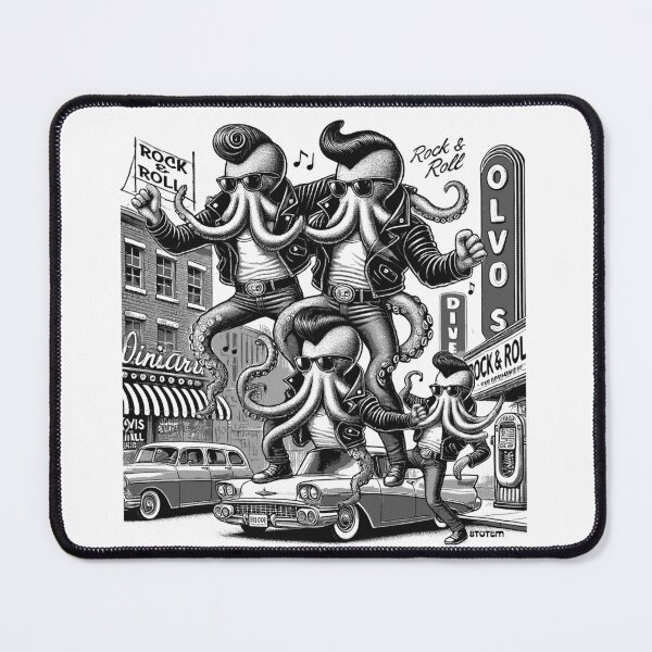 Item preview, octopus cartoon 1950's style in New York dressed as rock'n roll stars designed and sold by 8Totem.