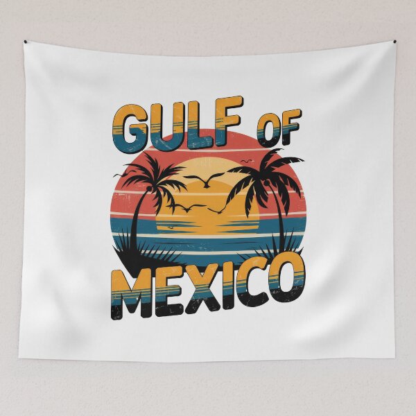 Item preview, Atardecer vintage en el Golfo de México con palmeras y gaviotas, diseño retro designed and sold by pod24.
