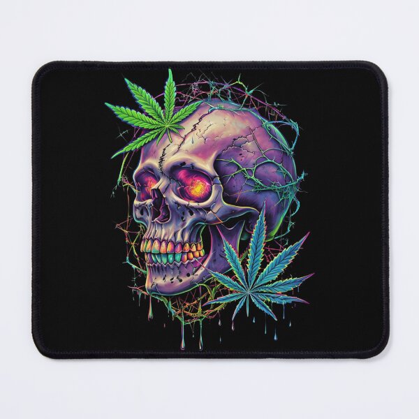 Item preview, skull with glowing eyes and pot leafs  designed and sold by EccentricsByE.