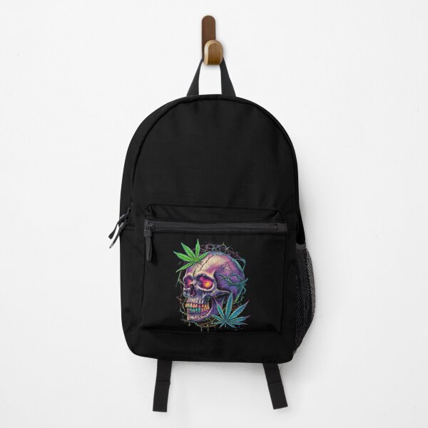 Item preview, skull with glowing eyes and pot leafs designed and sold by EccentricsByE.