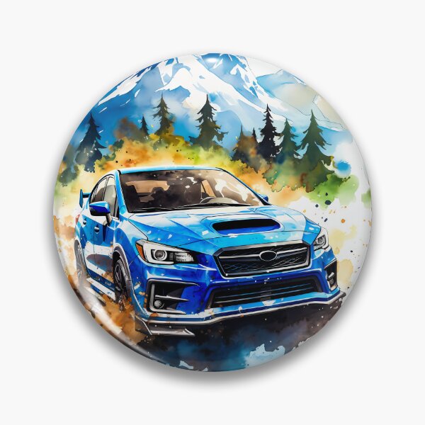 Item preview, Striking Blue Car In Abstract Mountain Scene With Watercolor Splashes designed and sold by RevUpDesign.