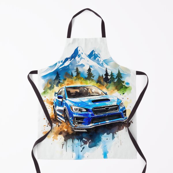 Item preview, Striking Blue Car In Abstract Mountain Scene With Watercolor Splashes designed and sold by RevUpDesign.