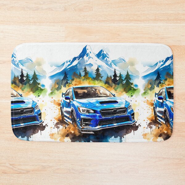 Item preview, Striking Blue Car In Abstract Mountain Scene With Watercolor Splashes designed and sold by RevUpDesign.