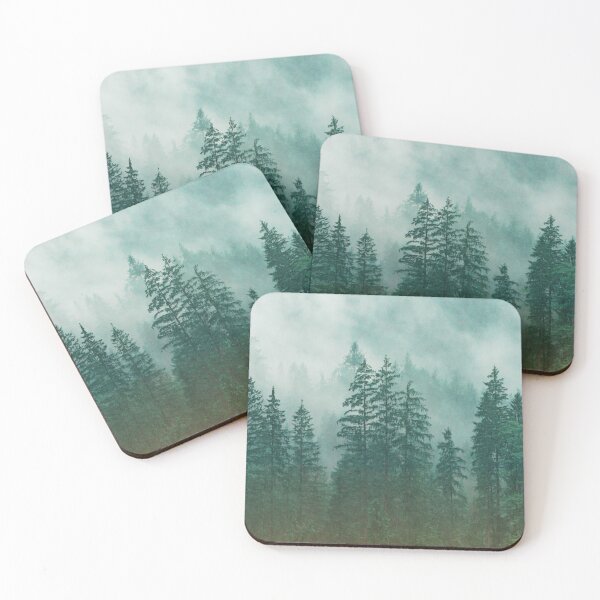 Item preview, Vintage Blue-Green Pinetrees Forest with Rising Mist designed and sold by CountyKent.